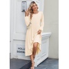 Zeagoo Long Sleeve Dresses for Women 2026 Fall Winter Casual Flowy A-Line Boho Midi Party Long Dress with Pockets(Beige)