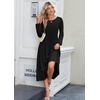 Zeagoo Long Sleeve Dresses for Women 2026 Fall Winter Casual Flowy A-Line Boho Midi Party Long Dress with Pockets(Black)