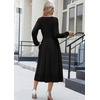 Zeagoo Long Sleeve Dresses for Women 2026 Fall Winter Casual Flowy A-Line Boho Midi Party Long Dress with Pockets(Black)