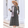 Zeagoo Long Sleeve Dresses for Women 2026 Fall Winter Casual Flowy A-Line Boho Midi Party Long Dress with Pockets(Blue Black Small Floral)