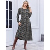 Zeagoo Long Sleeve Dresses for Women 2026 Fall Winter Casual Flowy A-Line Boho Midi Party Long Dress with Pockets(Blue Black Small Floral)
