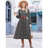 Zeagoo Long Sleeve Dresses for Women 2026 Fall Winter Casual Flowy A-Line Boho Midi Party Long Dress with Pockets(Blue Black Small Floral)