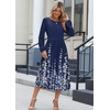 Zeagoo Long Sleeve Dresses for Women 2026 Fall Winter Casual Flowy A-Line Boho Midi Party Long Dress with Pockets(Blue Floral)