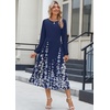 Zeagoo Long Sleeve Dresses for Women 2026 Fall Winter Casual Flowy A-Line Boho Midi Party Long Dress with Pockets(Blue Floral)