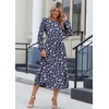Zeagoo Long Sleeve Dresses for Women 2026 Fall Winter Casual Flowy A-Line Boho Midi Party Long Dress with Pockets(Blue Sprigs)