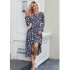 Zeagoo Long Sleeve Dresses for Women 2026 Fall Winter Casual Flowy A-Line Boho Midi Party Long Dress with Pockets(Blue Sprigs)