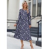 Zeagoo Long Sleeve Dresses for Women 2026 Fall Winter Casual Flowy A-Line Boho Midi Party Long Dress with Pockets(Blue Sprigs)