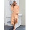 Zeagoo Long Sleeve Dresses for Women 2026 Fall Winter Casual Flowy A-Line Boho Midi Party Long Dress with Pockets(Camel)