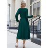 Zeagoo Long Sleeve Dresses for Women 2026 Fall Winter Casual Flowy A-Line Boho Midi Party Long Dress with Pockets(Dark Green)