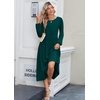 Zeagoo Long Sleeve Dresses for Women 2026 Fall Winter Casual Flowy A-Line Boho Midi Party Long Dress with Pockets(Dark Green)