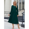 Zeagoo Long Sleeve Dresses for Women 2026 Fall Winter Casual Flowy A-Line Boho Midi Party Long Dress with Pockets(Dark Green)