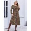 Zeagoo Long Sleeve Dresses for Women 2026 Fall Winter Casual Flowy A-Line Boho Midi Party Long Dress with Pockets(Ethnic Style)