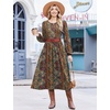 Zeagoo Long Sleeve Dresses for Women 2026 Fall Winter Casual Flowy A-Line Boho Midi Party Long Dress with Pockets(Ethnic Style)