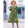 Zeagoo Long Sleeve Dresses for Women 2026 Fall Winter Casual Flowy A-Line Boho Midi Party Long Dress with Pockets(Green Print)