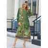 Zeagoo Long Sleeve Dresses for Women 2026 Fall Winter Casual Flowy A-Line Boho Midi Party Long Dress with Pockets(Green Print)