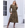 Zeagoo Long Sleeve Dresses for Women 2026 Fall Winter Casual Flowy A-Line Boho Midi Party Long Dress with Pockets(Leopard Print)