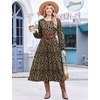 Zeagoo Long Sleeve Dresses for Women 2026 Fall Winter Casual Flowy A-Line Boho Midi Party Long Dress with Pockets(Leopard Print)
