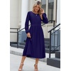 Zeagoo Long Sleeve Dresses for Women 2026 Fall Winter Casual Flowy A-Line Boho Midi Party Long Dress with Pockets(Navy 2)