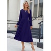 Zeagoo Long Sleeve Dresses for Women 2026 Fall Winter Casual Flowy A-Line Boho Midi Party Long Dress with Pockets(Navy 2)