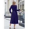 Zeagoo Long Sleeve Dresses for Women 2026 Fall Winter Casual Flowy A-Line Boho Midi Party Long Dress with Pockets(Navy 2)