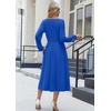 Zeagoo Long Sleeve Dresses for Women 2026 Fall Winter Casual Flowy A-Line Boho Midi Party Long Dress with Pockets(Navy)