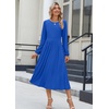 Zeagoo Long Sleeve Dresses for Women 2026 Fall Winter Casual Flowy A-Line Boho Midi Party Long Dress with Pockets(Navy)