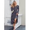 Zeagoo Long Sleeve Dresses for Women 2026 Fall Winter Casual Flowy A-Line Boho Midi Party Long Dress with Pockets(Navy Floral)