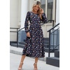 Zeagoo Long Sleeve Dresses for Women 2026 Fall Winter Casual Flowy A-Line Boho Midi Party Long Dress with Pockets(Navy Floral)
