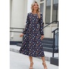 Zeagoo Long Sleeve Dresses for Women 2026 Fall Winter Casual Flowy A-Line Boho Midi Party Long Dress with Pockets(Navy Floral)