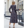 Zeagoo Long Sleeve Dresses for Women 2026 Fall Winter Casual Flowy A-Line Boho Midi Party Long Dress with Pockets(Navy Floral)