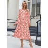 Zeagoo Long Sleeve Dresses for Women 2026 Fall Winter Casual Flowy A-Line Boho Midi Party Long Dress with Pockets(Pink Floral)