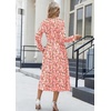 Zeagoo Long Sleeve Dresses for Women 2026 Fall Winter Casual Flowy A-Line Boho Midi Party Long Dress with Pockets(Pink Floral)
