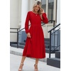 Zeagoo Long Sleeve Dresses for Women 2026 Fall Winter Casual Flowy A-Line Boho Midi Party Long Dress with Pockets(Red)