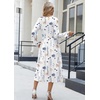 Zeagoo Long Sleeve Dresses for Women 2026 Fall Winter Casual Flowy A-Line Boho Midi Party Long Dress with Pockets(White Floral)
