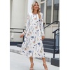 Zeagoo Long Sleeve Dresses for Women 2026 Fall Winter Casual Flowy A-Line Boho Midi Party Long Dress with Pockets(White Floral)
