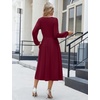 Zeagoo Long Sleeve Dresses for Women 2026 Fall Winter Casual Flowy A-Line Boho Midi Party Long Dress with Pockets(Wine Red)
