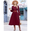 Zeagoo Long Sleeve Dresses for Women 2026 Fall Winter Casual Flowy A-Line Boho Midi Party Long Dress with Pockets(Wine Red)