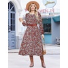 Zeagoo Long Sleeve Dresses for Women 2026 Fall Winter Casual Flowy A-Line Boho Midi Party Long Dress with Pockets(Wine Red Pattern)