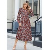 Zeagoo Long Sleeve Dresses for Women 2026 Fall Winter Casual Flowy A-Line Boho Midi Party Long Dress with Pockets(Wine Red Pattern)