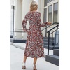 Zeagoo Long Sleeve Dresses for Women 2026 Fall Winter Casual Flowy A-Line Boho Midi Party Long Dress with Pockets(Wine Red Pattern)