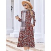 Zeagoo Long Sleeve Dresses for Women 2026 Fall Winter Casual Flowy A-Line Boho Midi Party Long Dress with Pockets(Wine Red Pattern)