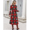 Zeagoo Long Sleeve Midi Dress with Pockets Fall V Neck A-Line Casual Women(Christmas Print)