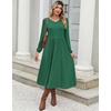 Zeagoo Long Sleeve Midi Dress with Pockets Fall V Neck A-Line Casual Women(Dark Green)