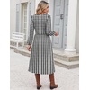 Zeagoo Long Sleeve Midi Dress with Pockets Fall V Neck A-Line Casual Women(Houndstooth)