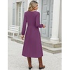 Zeagoo Long Sleeve Midi Dress with Pockets Fall V Neck A-Line Casual Women(Purple)