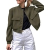 Zeagoo Women Bomber Jacket Button Down Varsity Jackets Casual Shacket(Army Green)