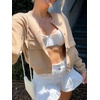 Zeagoo Women Bomber Jacket Button Down Varsity Jackets Casual Shacket(Khaki)