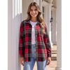 Zeagoo Women Flannel Shacket Jacket Plaid Button Down Long Sleeve Shirt(Black Red-gz902)