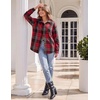 Zeagoo Women Flannel Shacket Jacket Plaid Button Down Long Sleeve Shirt(Black Red-gz902)
