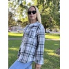 Zeagoo Women Flannel Shacket Jacket Plaid Button Down Long Sleeve Shirt(Black White 2)